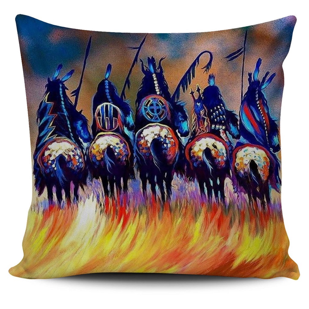 Native American Pillow Case, Warriors Native American Pillow Covers, Native American Pillow Covers