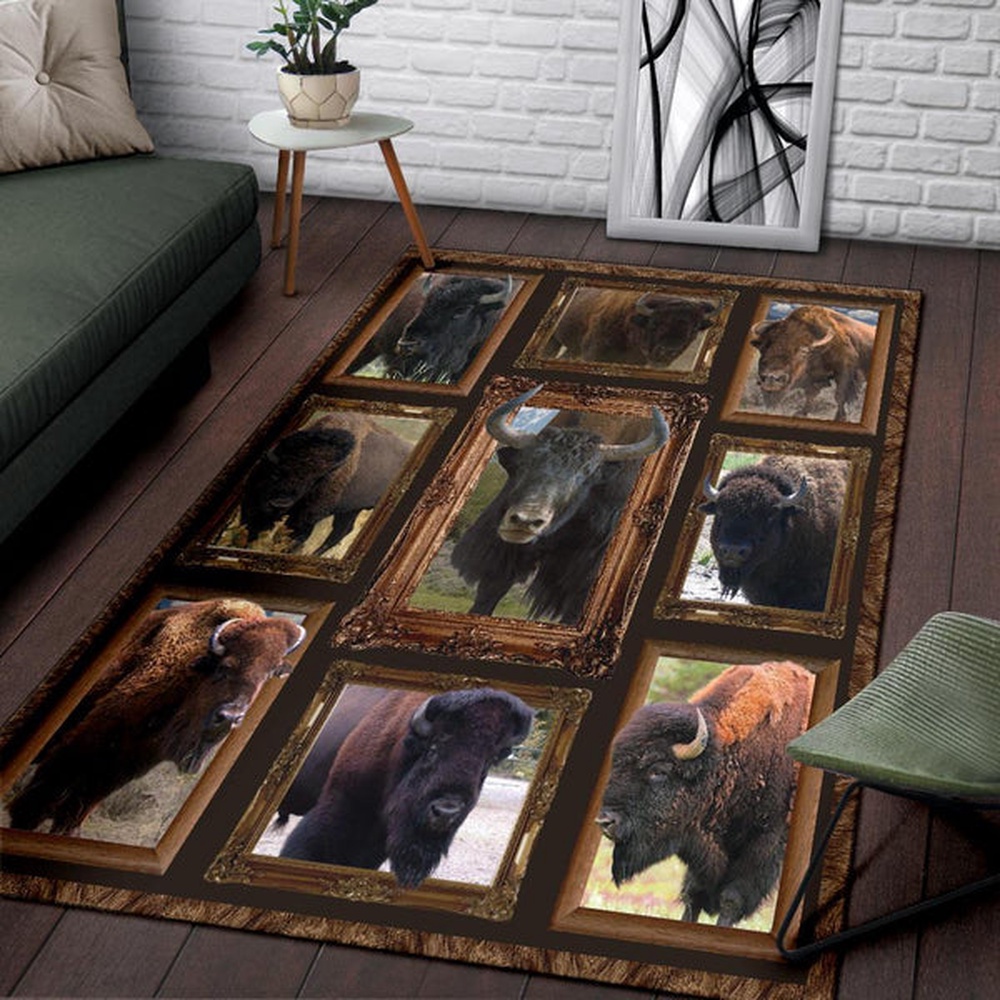 Native American Rug, Native Rugs, Bison Buffaloes Native American Area Rug