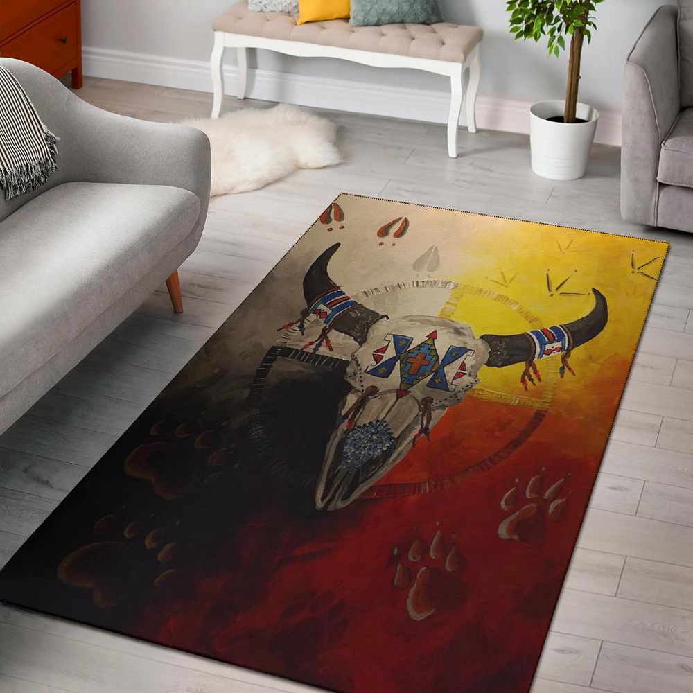 Native American Rug, Native Rugs, Bison Medicine Wheels Native American Pride Area Rug