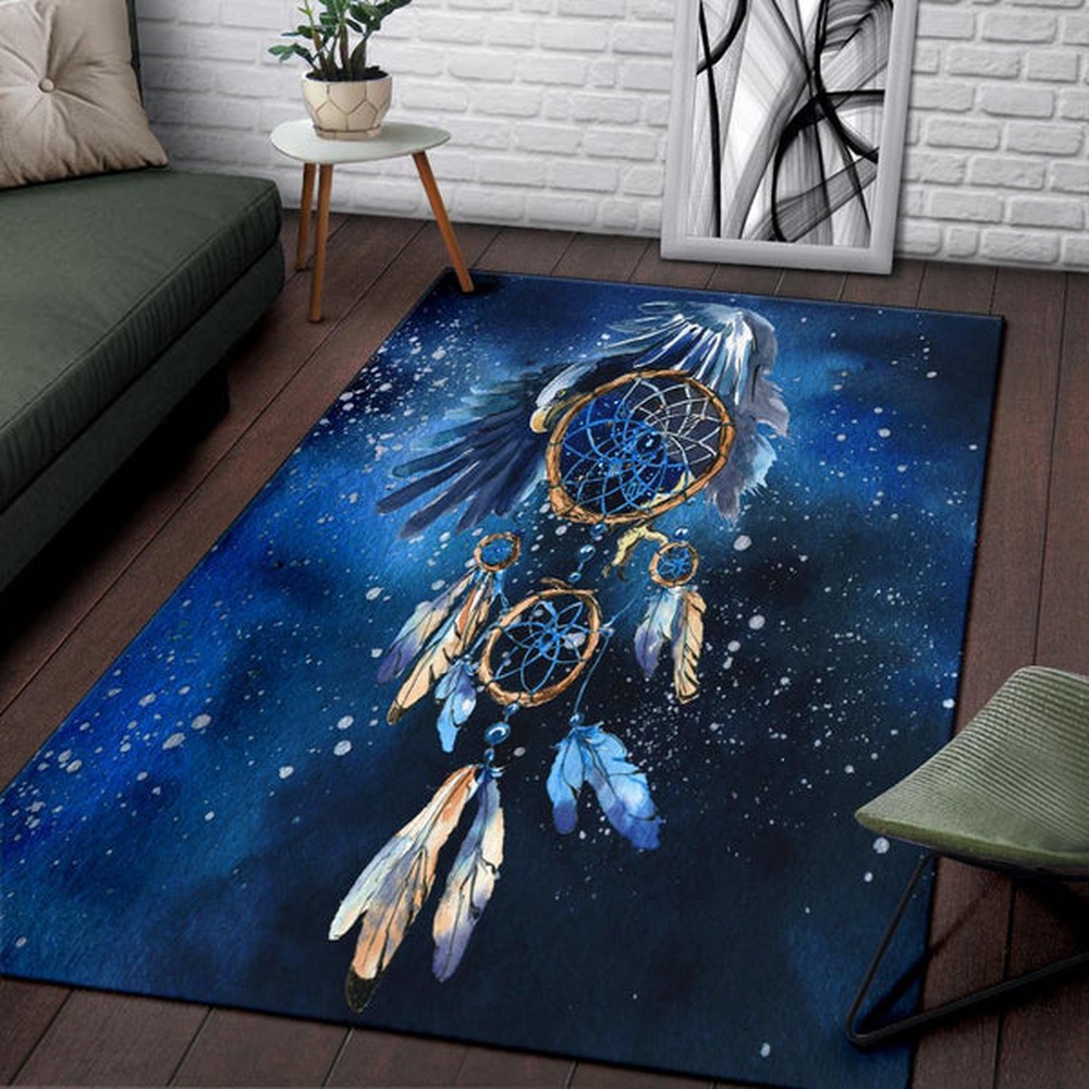 Native American Rug, Native Rugs, Blue Dreamcatcher Native American Design Area Rug