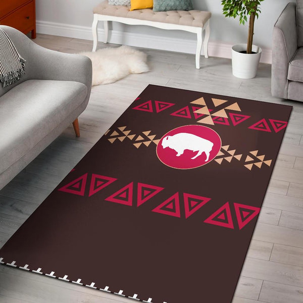 Native American Rug, Native Rugs, Brown Bison Native American Area Rug