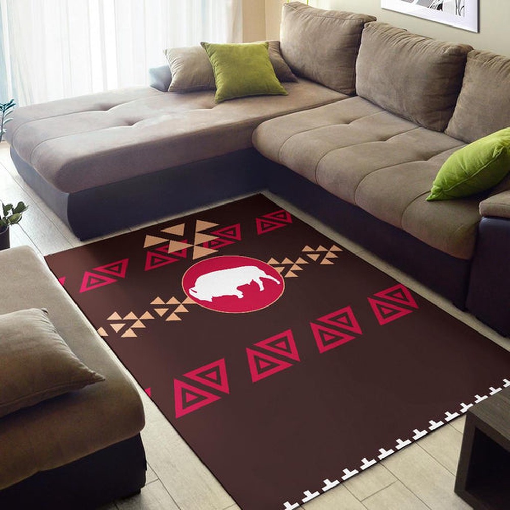 Native American Rug, Native Rugs, Brown Bison Native American Area Rug