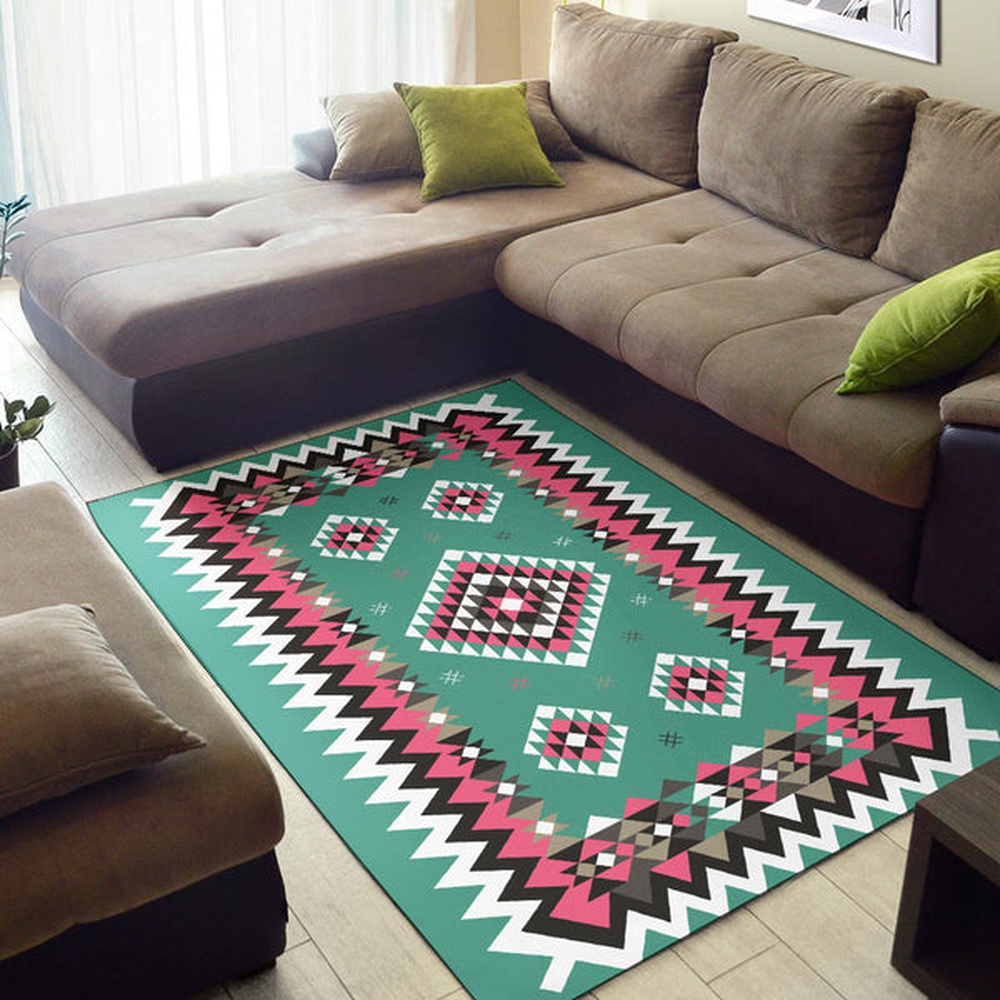 Native American Rug, Native Rugs, Ethnic Geometric Pink Pattern Area Rug