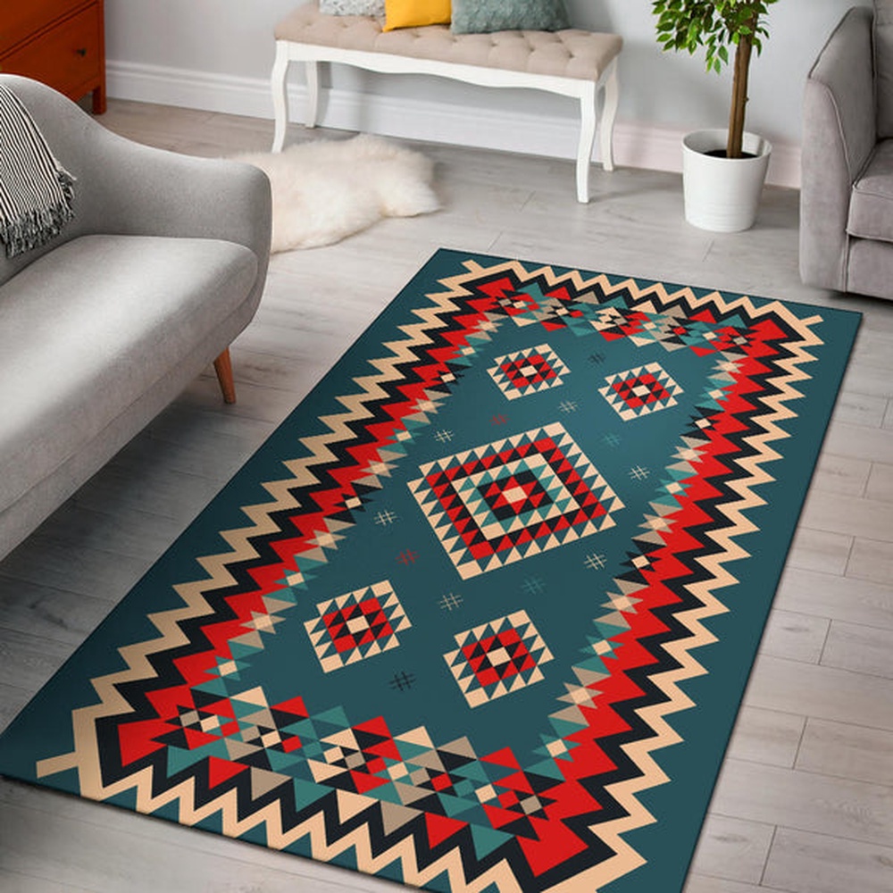 Native American Rug, Native Rugs, Ethnic Geometric Red Pattern Area Rug