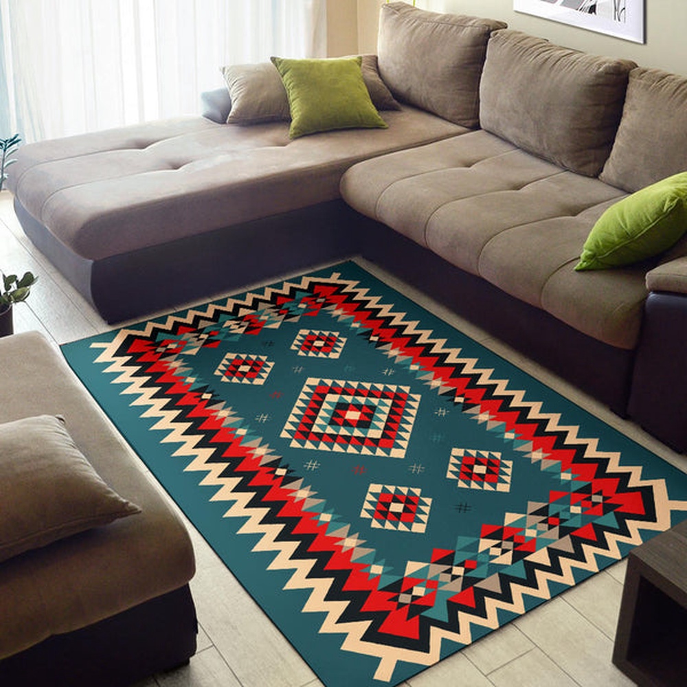 Native American Rug, Native Rugs, Ethnic Geometric Red Pattern Area Rug