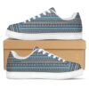 Native American Shoes, American Aztec Blue Native Print Pattern Black Low Top Sneakers, Native American Low Top Shoes