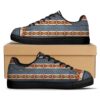 Native American Shoes, American Native Tribal Navajo Print White Low Top Sneakers, Native American Low Top Shoes