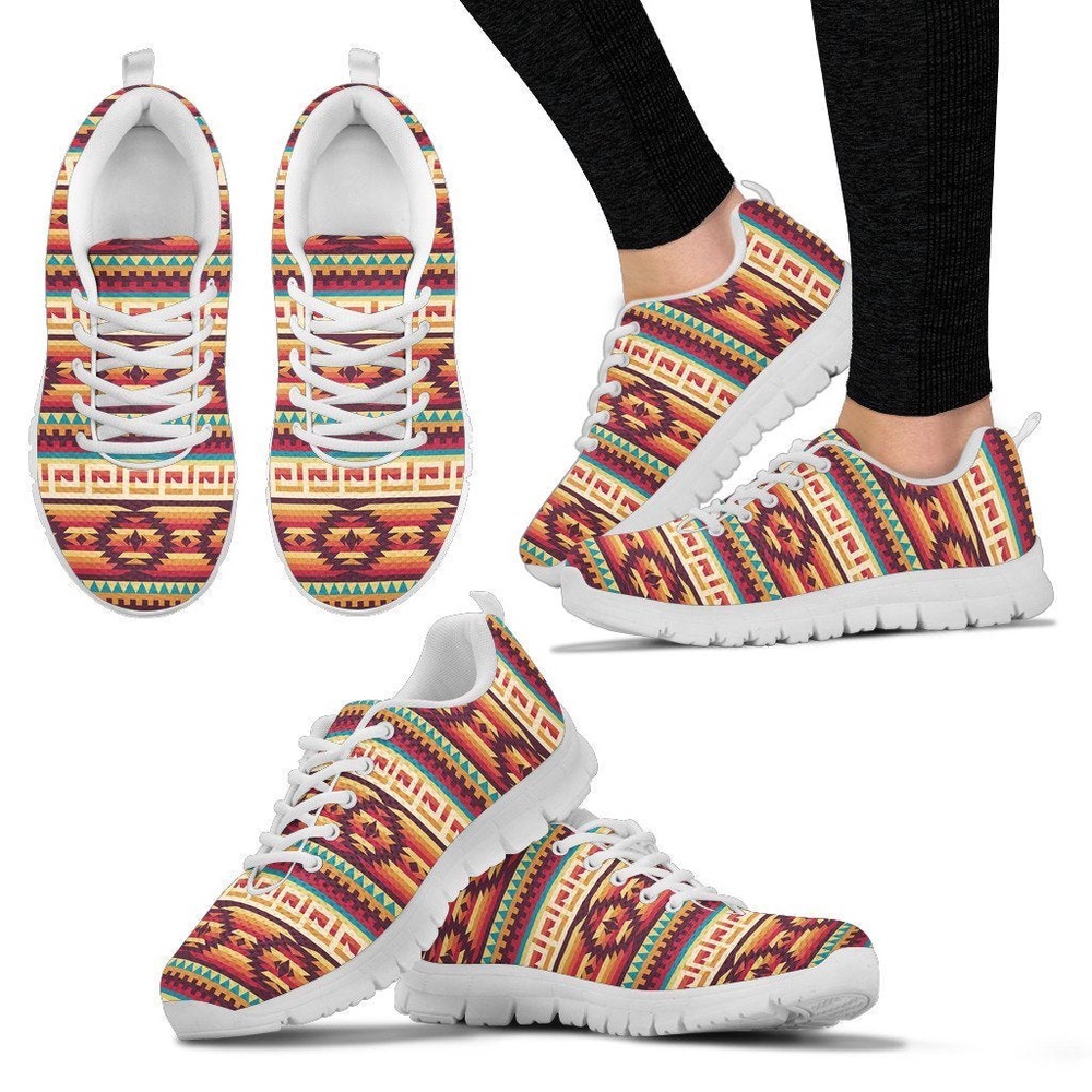 Native American Shoes, Aztec Native American Tribal Navajo Indians Print Women Shoes Sneakers