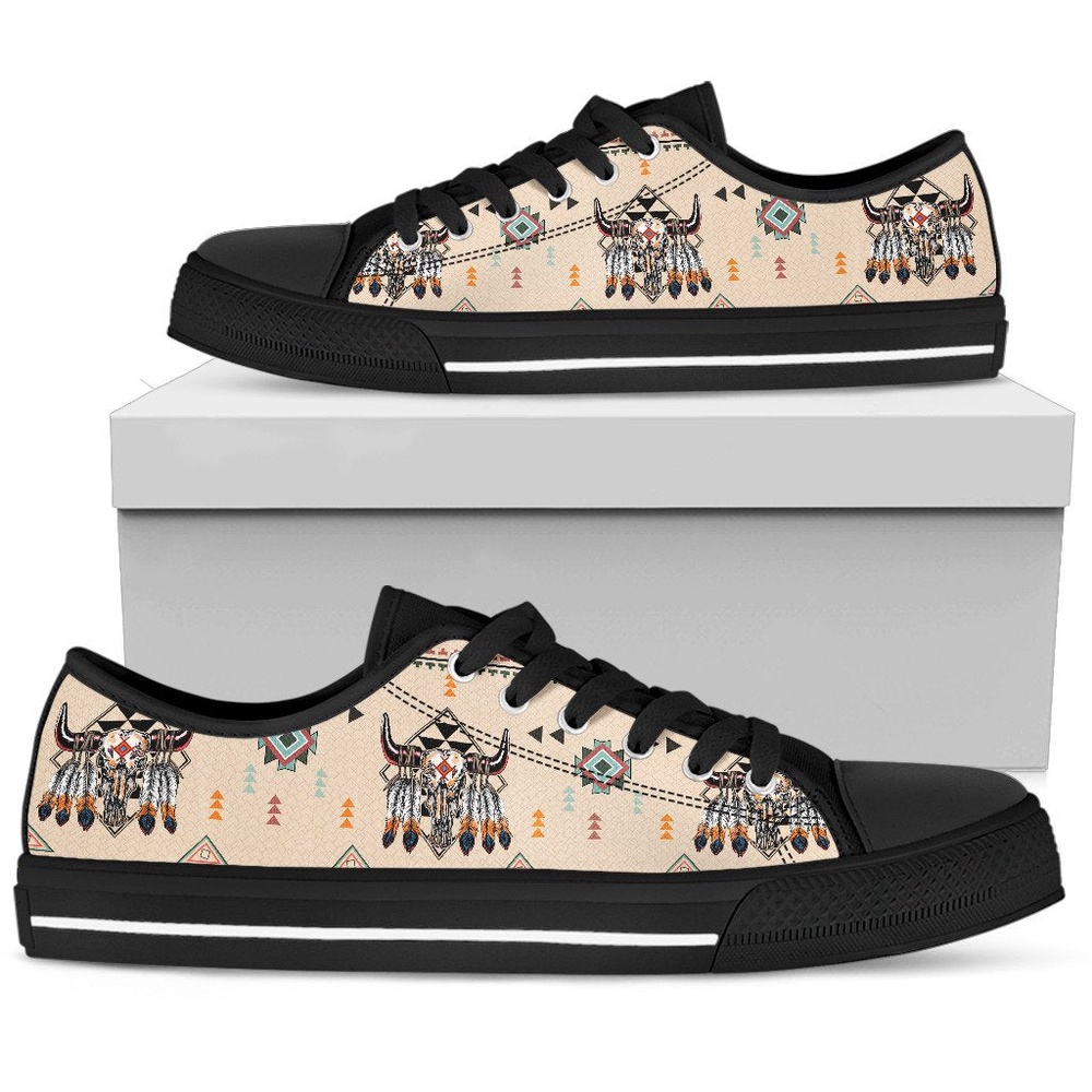 Native American Shoes, Bison Native American Low Top Canvas Shoes, Native American Low Top Shoes