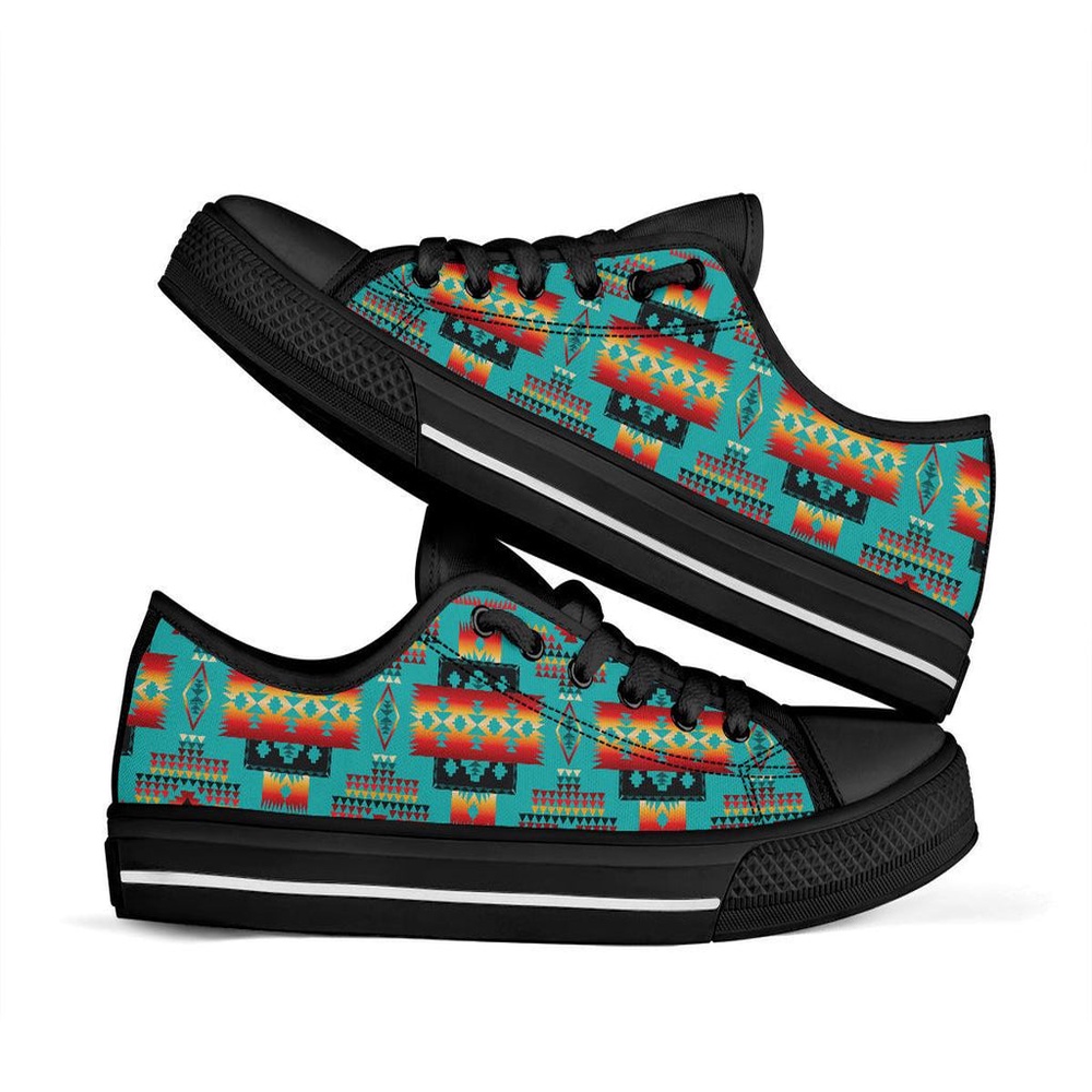 Native American Shoes, Blue Native Tribes Native American Low Tops Shoes, Native American Low Top Shoes