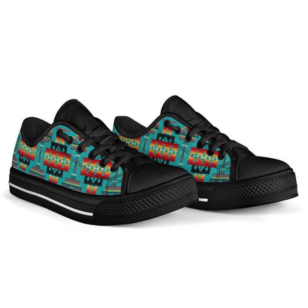 Native American Shoes, Blue Native Tribes Native American Low Tops Shoes, Native American Low Top Shoes