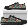 Native American Shoes, Blue Tribal Pattern Native American Design Men’s Low Top Canvas Shoe, Native American Low Top Shoes