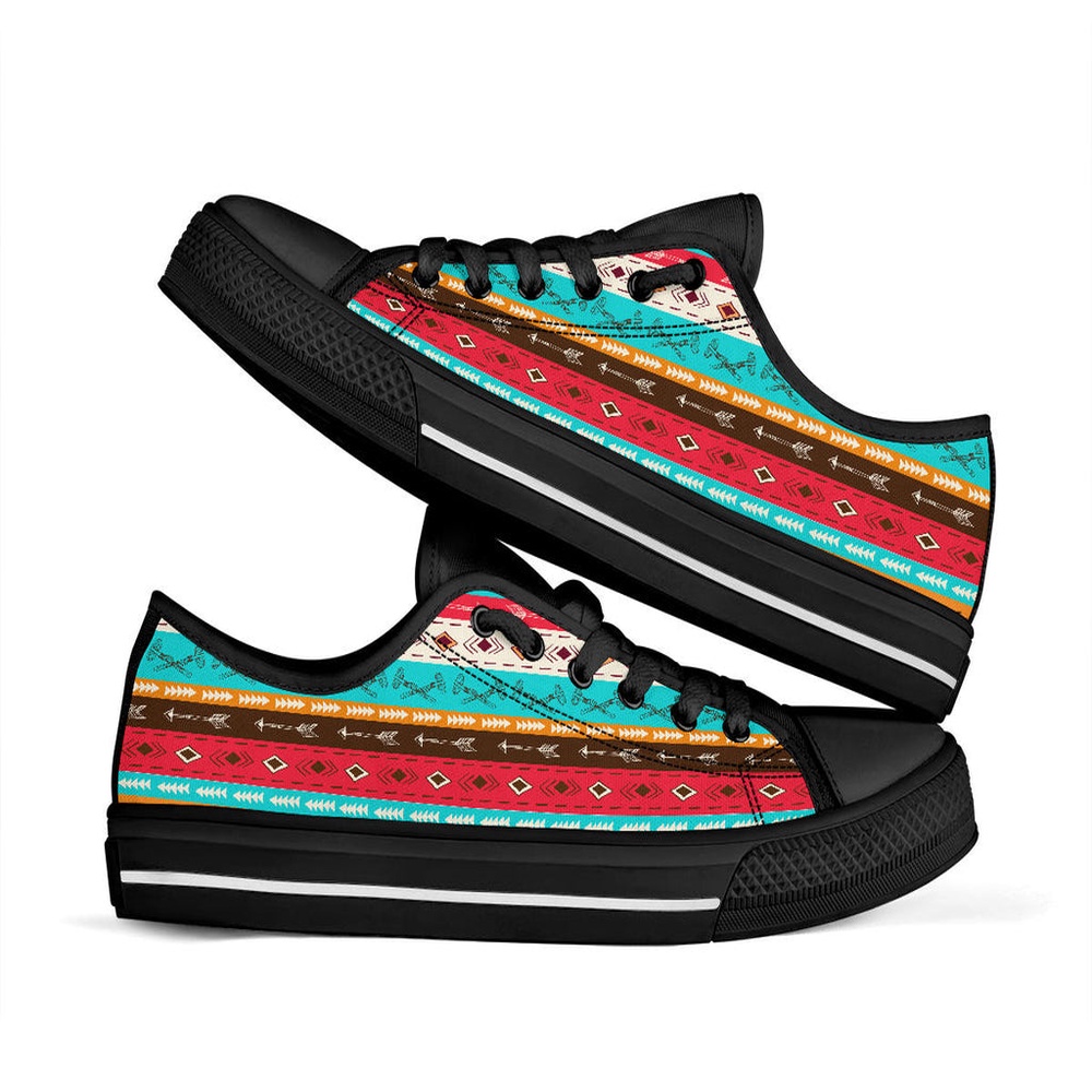 Native American Shoes, Colorful Ethnic Style Low Top Canvas Shoe, Native American Low Top Shoes