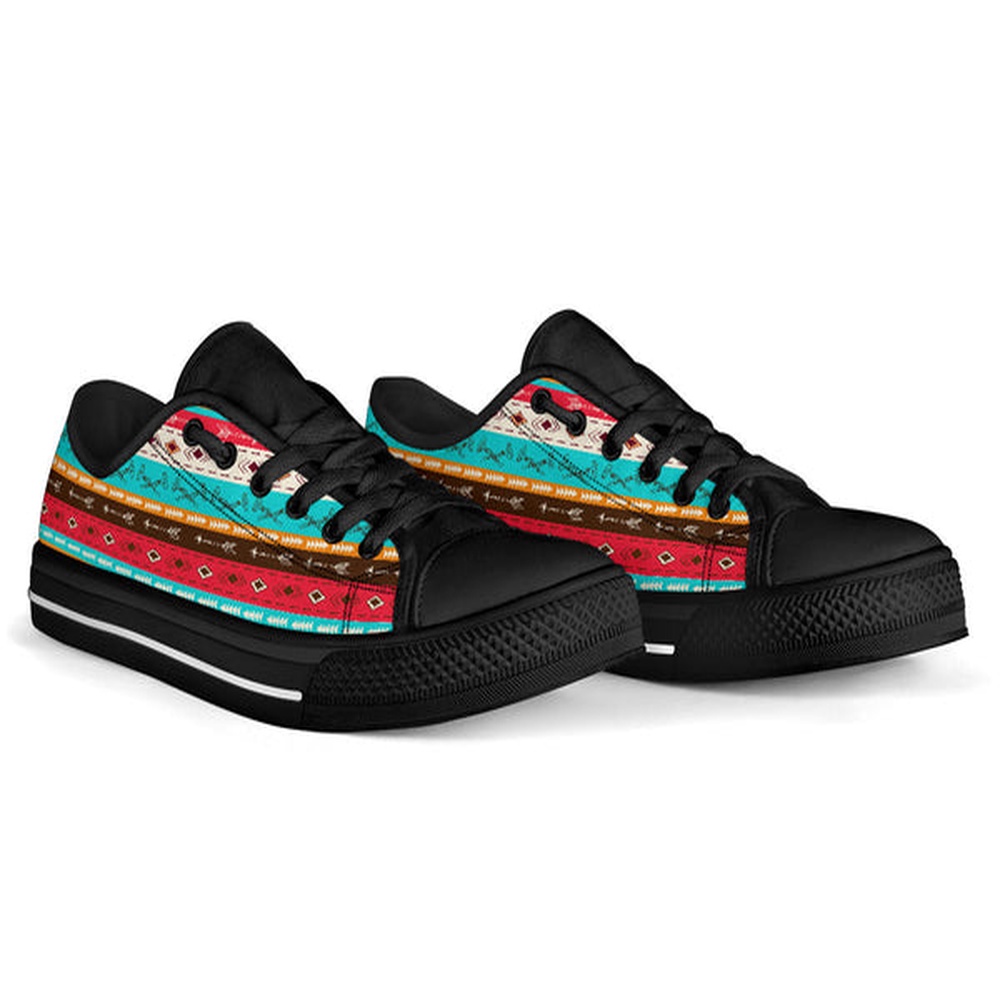 Native American Shoes, Colorful Ethnic Style Low Top Canvas Shoe, Native American Low Top Shoes