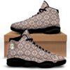 Native American Shoes, Geometric Native American Print Pattern White Basketball Shoes, Native American Basketball Shoes