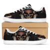 Native American Shoes, Native American Ethnic Print Pattern Black Low Top Sneakers, Native American Low Top Shoes