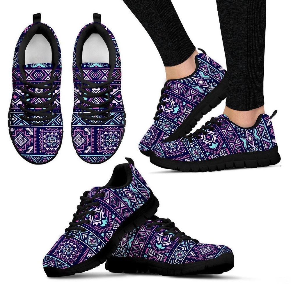 Native American Shoes, Indians Tribal Native Navajo American Aztec Print Women Shoes Sneakers