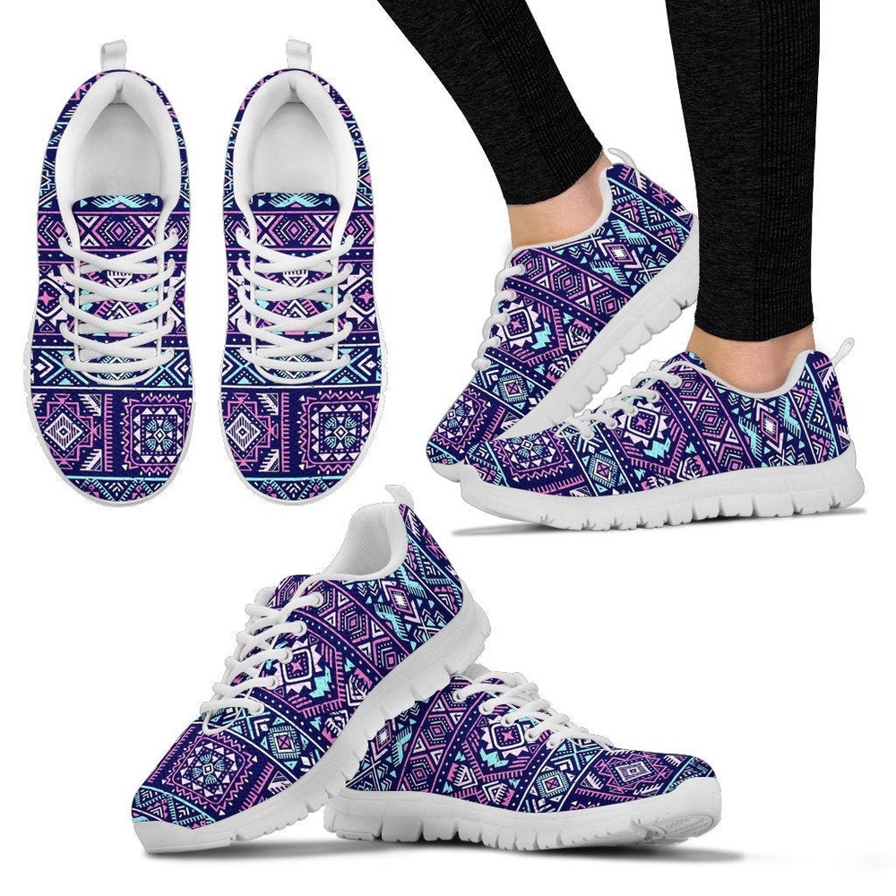 Native American Shoes, Indians Tribal Native Navajo American Aztec Print Women Shoes Sneakers