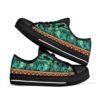 Native American Shoes, Green Tribe Design Native American Low Top Canvas Shoe, Native American Low Top Shoes