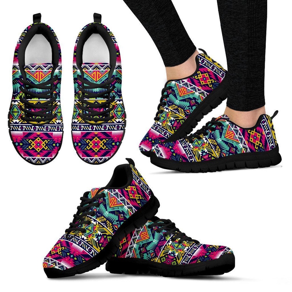 Native American Shoes, Native American Indians Aztec Tribal Navajo Print Women Shoes Sneakers