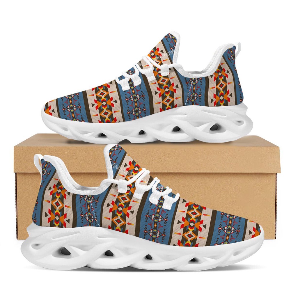 Native American Shoes, Native American Running Shoes, American Native Tribal Navajo Print White Running Shoes Native American Shoes, Native American Running Shoes, American Native Tribal Navajo Print White Running Shoes