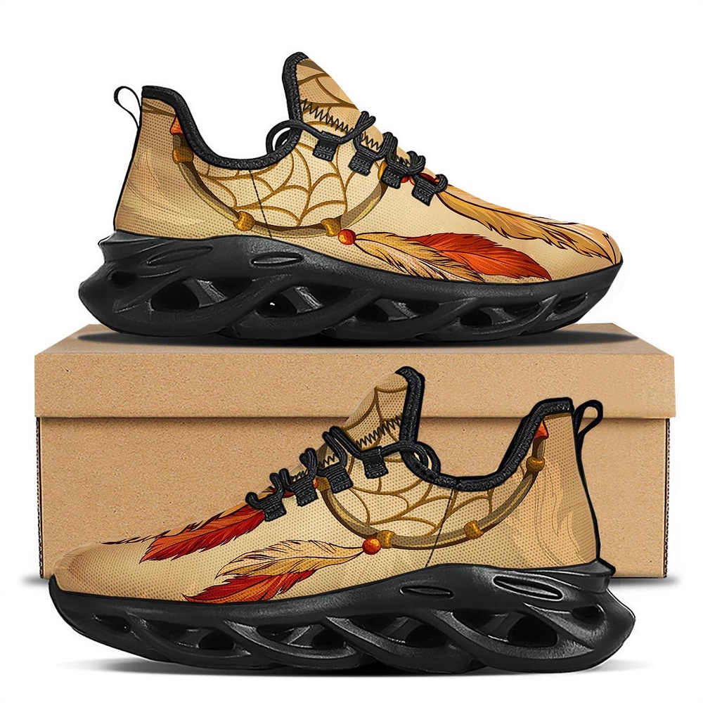 Native American Shoes, Native American Running Shoes, Dream Catcher Native American Print Black Running Shoes