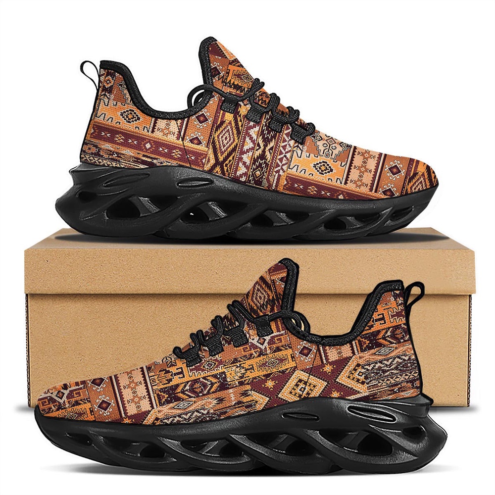 Native American Shoes, Native American Running Shoes, Patchwork Grunge Native American Print Pattern Black Running Shoes Native American Shoes, Native American Running Shoes, Patchwork Grunge Native American Print Pattern Black Running Shoes