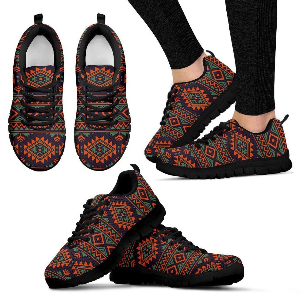 Native American Shoes, Native American Tribal Navajo Indians Aztec Print Women Shoes Sneakers