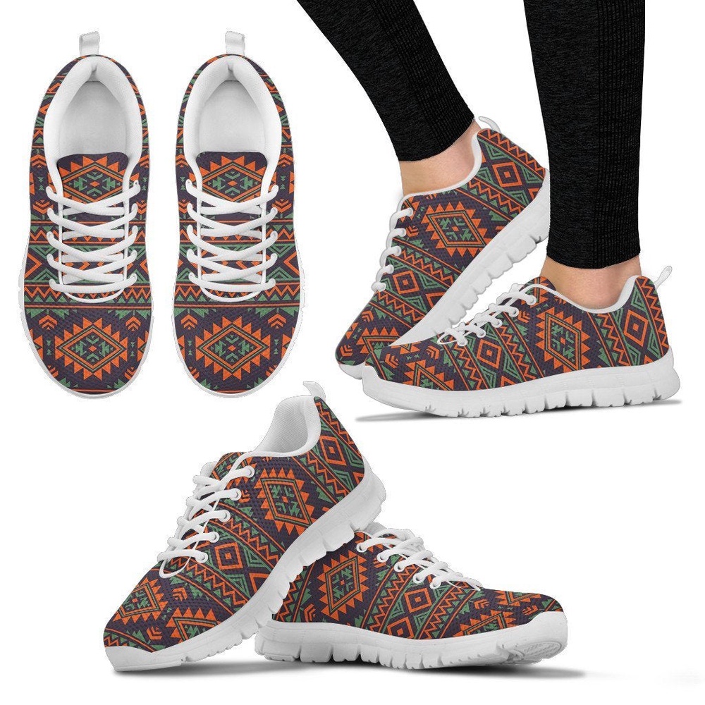 Native American Shoes, Native American Tribal Navajo Indians Aztec Print Women Shoes Sneakers