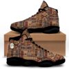 Native American Shoes, Patchwork Grunge Native American Print Pattern White Basketball Shoes, Native American Basketball Shoes