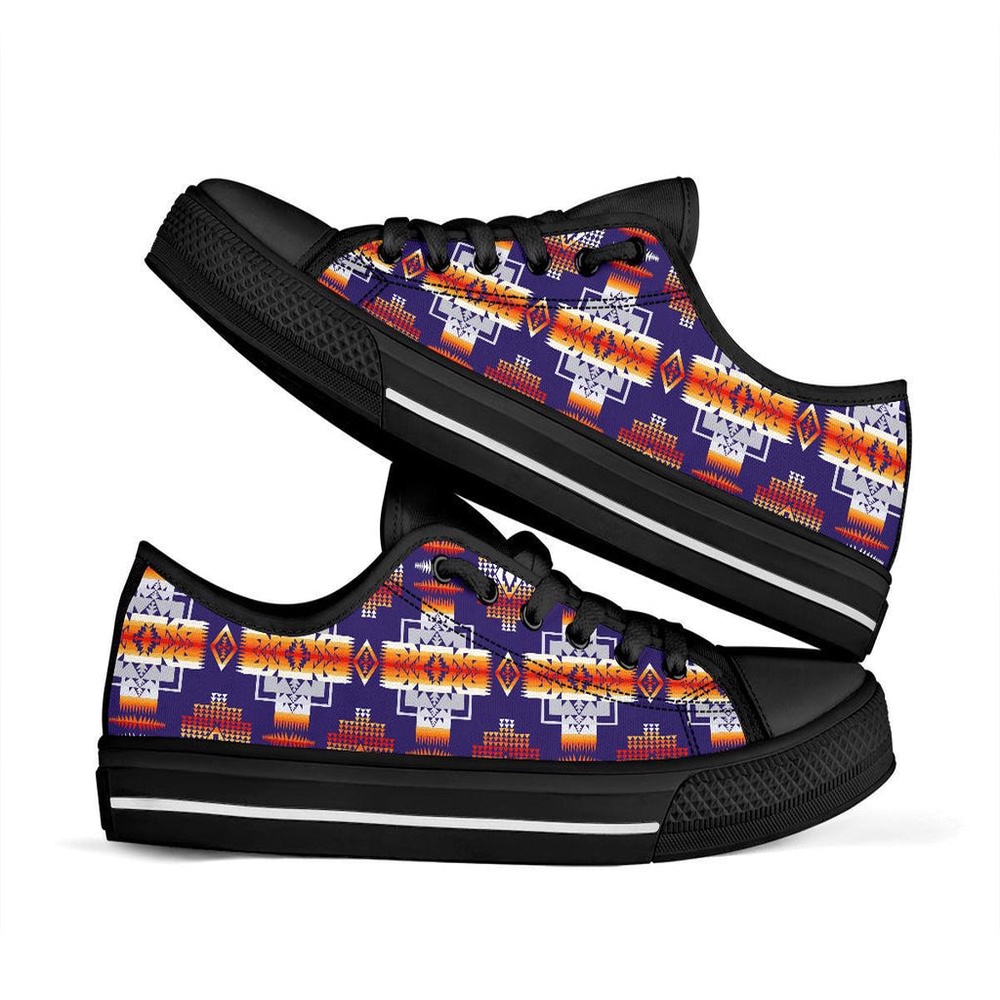 Native American Shoes, Purple Native Tribes Native American Low Tops Shoes, Native American Low Top Shoes
