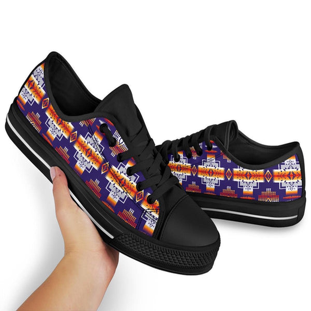 Native American Shoes, Purple Native Tribes Native American Low Tops Shoes, Native American Low Top Shoes