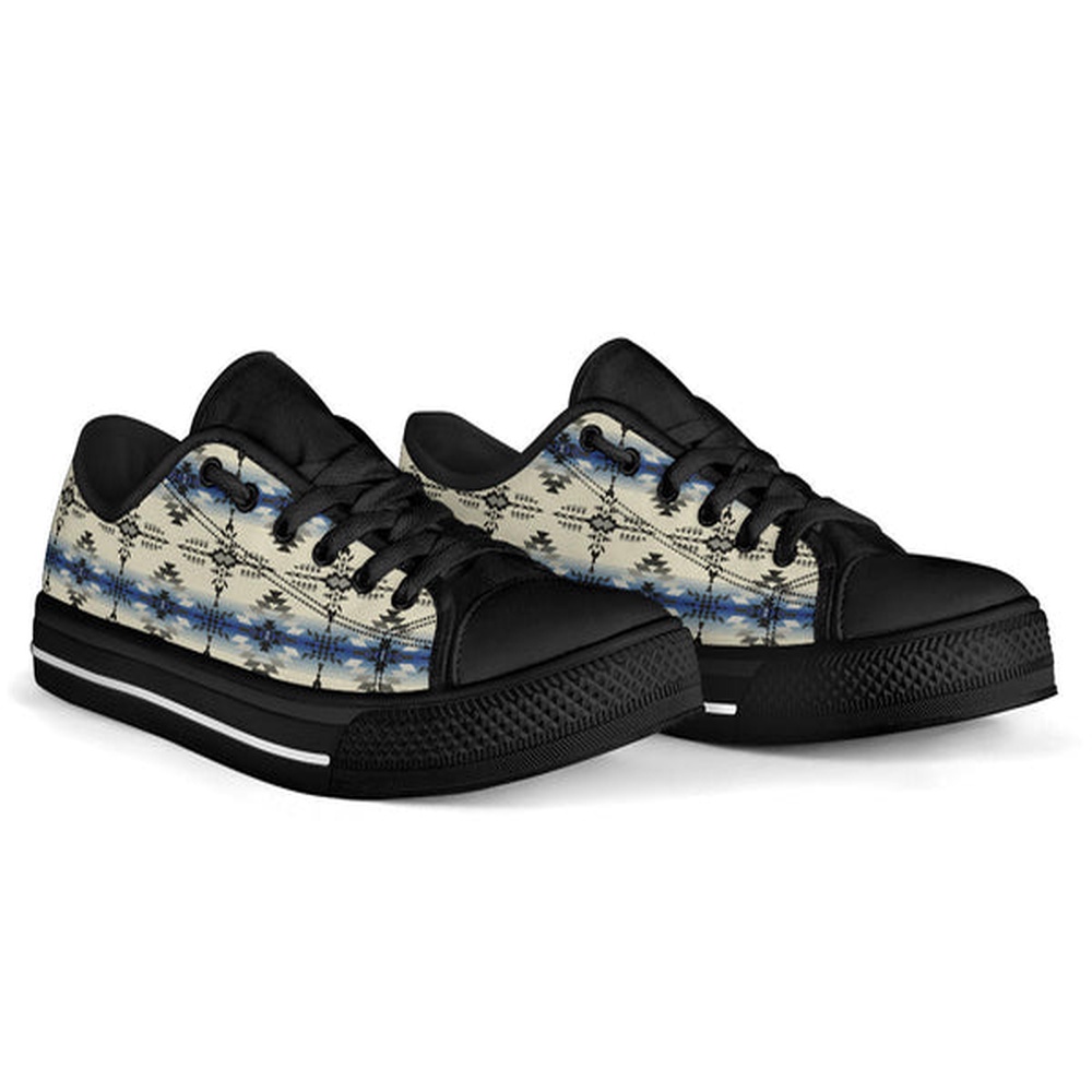 Native American Shoes, Seamless Geometric Pattern Low Top Canvas Shoe, Native American Low Top Shoes