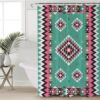Native American Shower Curtain, Ethnic Geometric Red Pattern Shower Curtain, Designer Shower Curtains