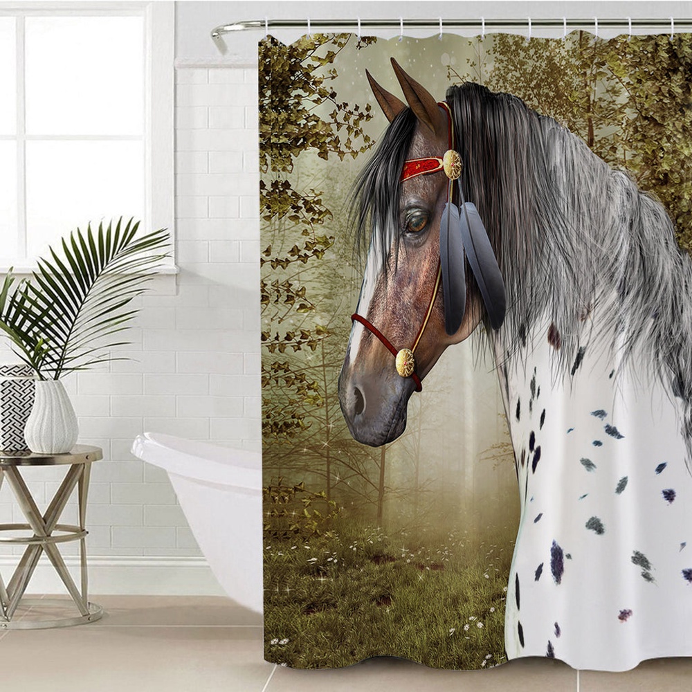 Native American Shower Curtain, Horse Native American Shower Curtain, Designer Shower Curtains