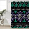 Native American Shower Curtain, Navy Tribes Pattern Native American Shower Curtain, Designer Shower Curtains