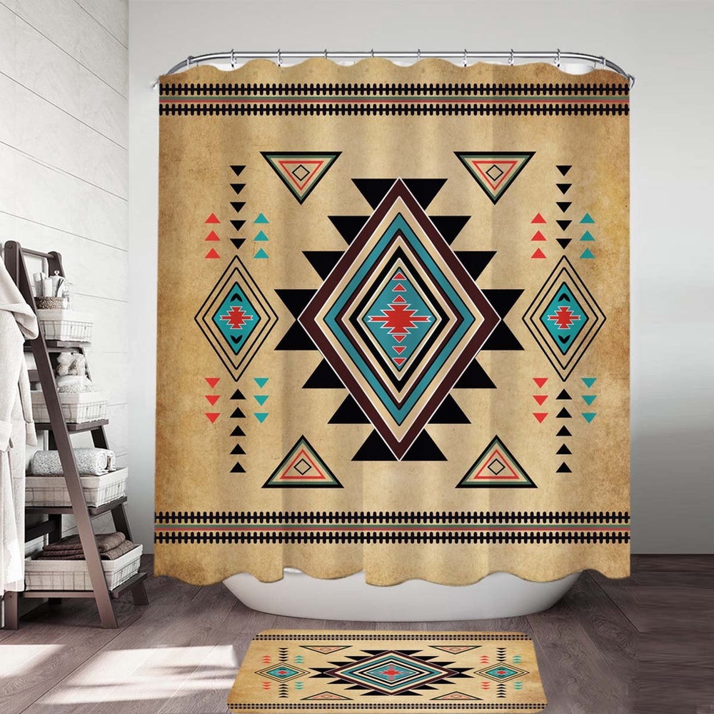 Native American Shower Curtain, Southwest Symbol Native American Shower Curtain, Designer Shower Curtains
