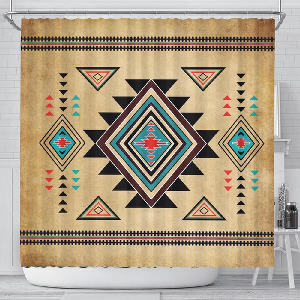 Native American Shower Curtain, Southwest Symbol Native American Shower Curtain, Designer Shower Curtains
