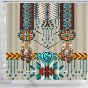 Native American Shower Curtain Turquoise Blue Pattern Breastplate Native American Shower Curtain Designer Shower Curtains 4 j095dd.jpg