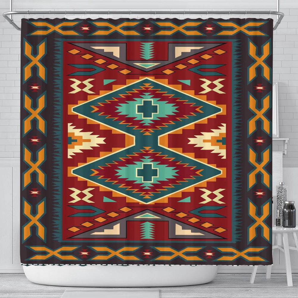 Native American Shower Curtain, United Tribes Pattern Native American Shower Curtain, Designer Shower Curtains