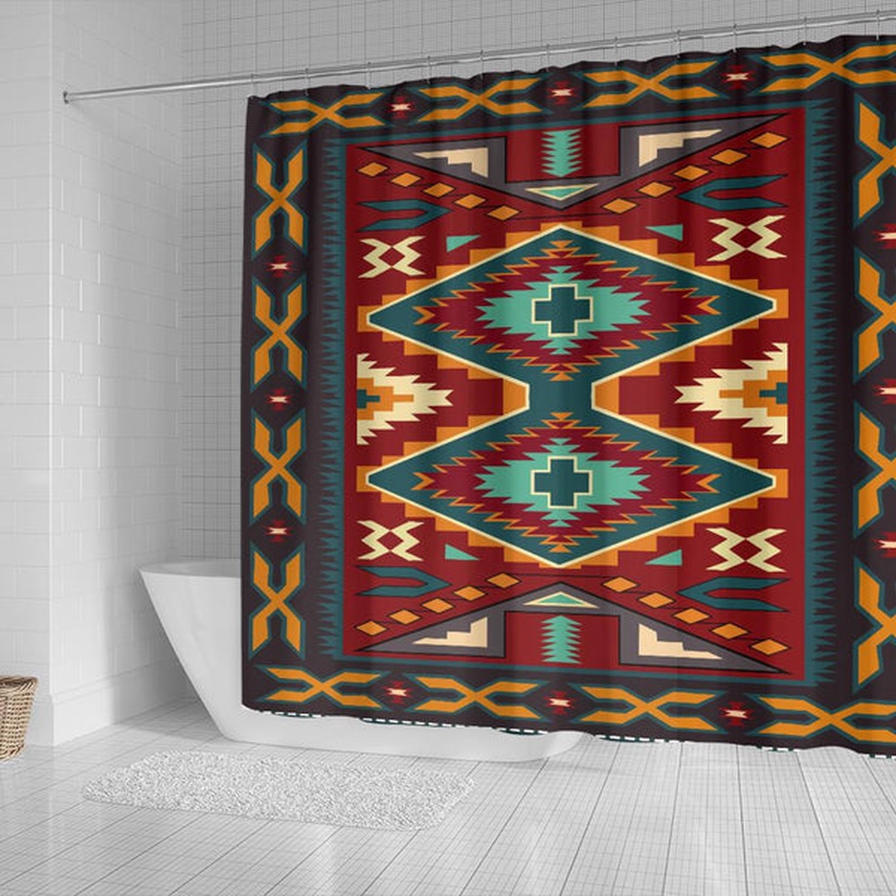 Native American Shower Curtain, United Tribes Pattern Native American Shower Curtain, Designer Shower Curtains