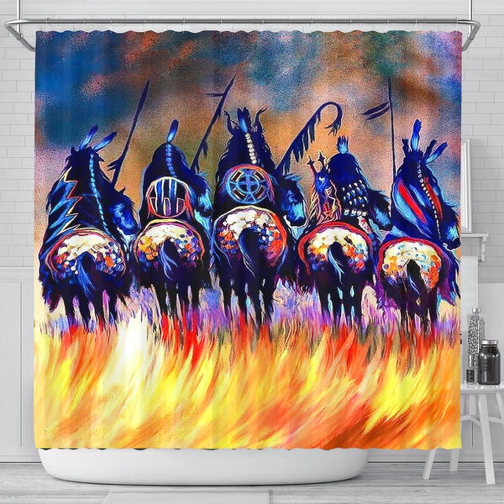 Native American Shower Curtain, Warriors Native American Shower Curtain, Designer Shower Curtains