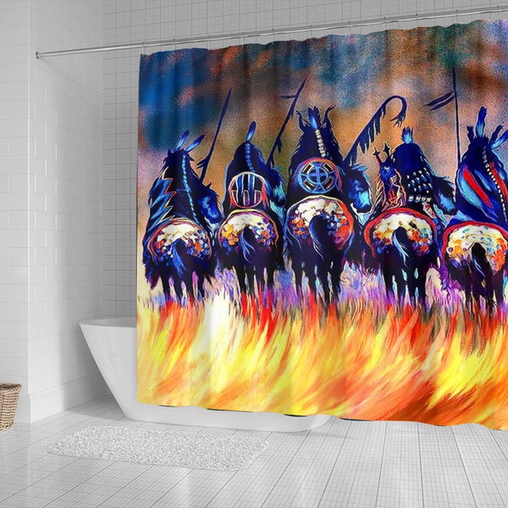 Native American Shower Curtain, Warriors Native American Shower Curtain, Designer Shower Curtains