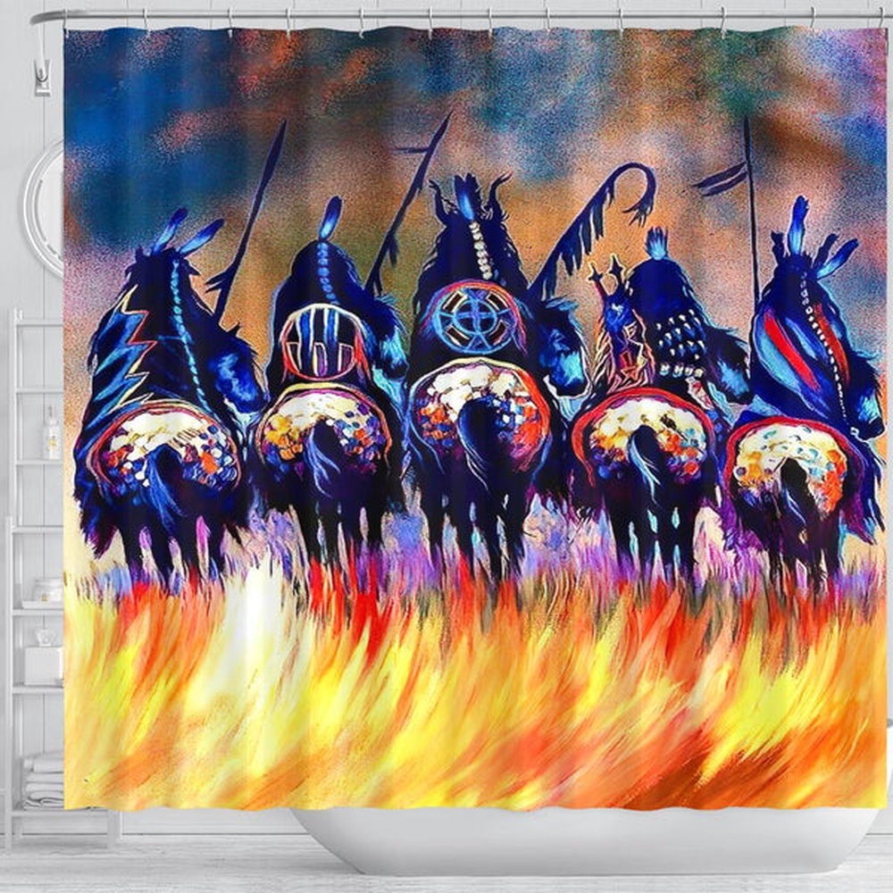 Native American Shower Curtain, Warriors Native American Shower Curtain, Designer Shower Curtains