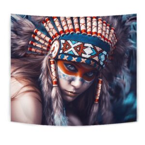 Native American Tapestry, 3D Native Girl Native&hellip;
