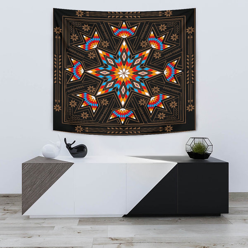 Native American Tapestry, Black Geometric Native American Tapestry, Wall Tapestry Native American