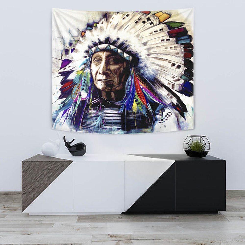 Native American Tapestry, Chief Native Tapestry, Wall Tapestry Native American