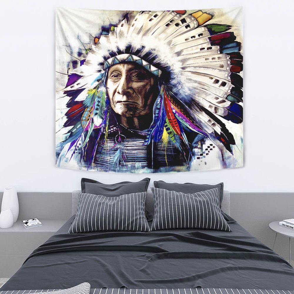 Native American Tapestry, Chief Native Tapestry, Wall Tapestry Native American