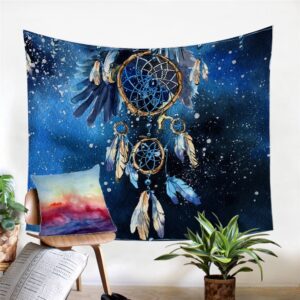 Native American Tapestry, Dreamcatcher Blue Galaxy Decorative&hellip;