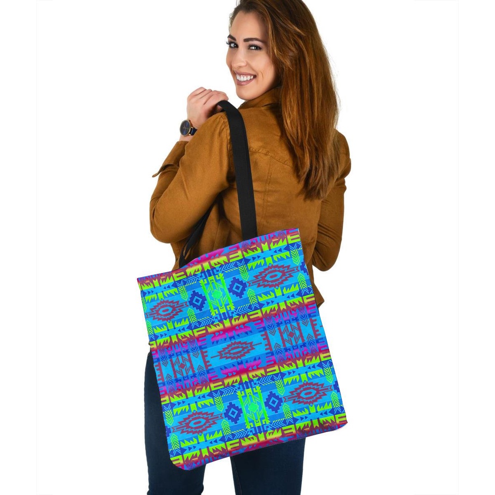 Native American Tote Bag, Brocad Pattern Native American 3D Printed Canvas Tote Bag, Native American Bag